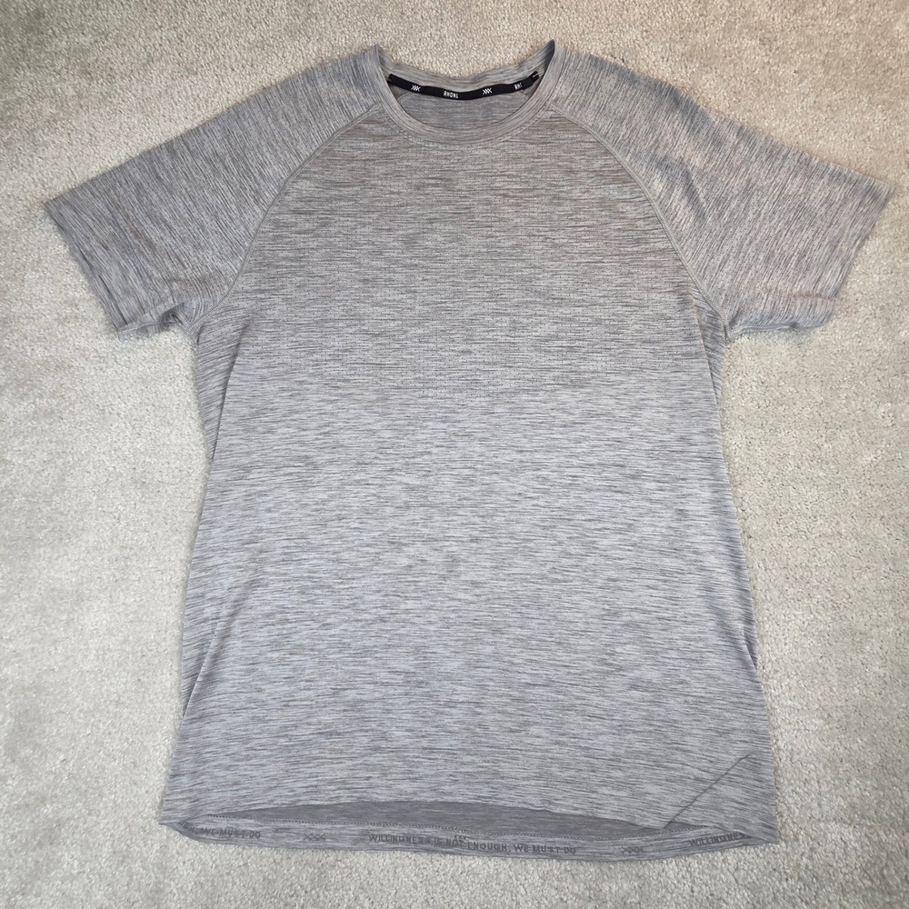 Rhone Reign Mens Gray Heathered Short Sleeve Training Shirt Performance Tee L